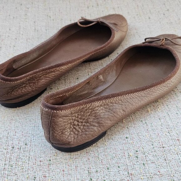 Gucci Women sandal Flat Brown Leather Upper G Logo Ballet Shoe Made Italy 38.5 - Picture 5 of 12